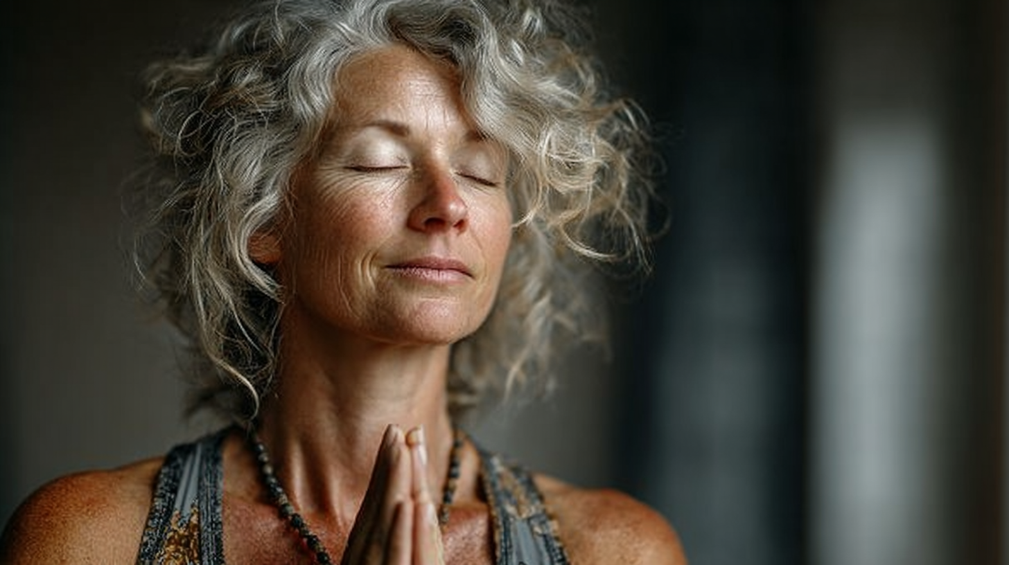 Группа людей занимается йогой на природе